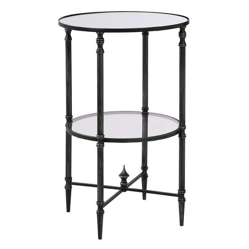 Henzler 40 W x 63 H x 40 D Black Round Accent Table with Mirror Top Accent & End Tables| Uttermost