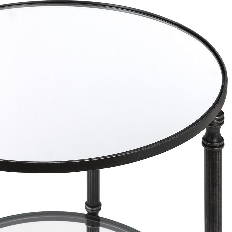 Henzler 40 W x 63 H x 40 D Black Round Accent Table with Mirror Top Accent & End Tables| Uttermost