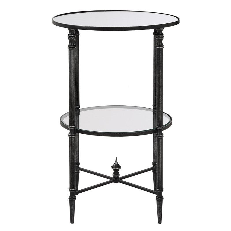 Henzler 40 W x 63 H x 40 D Black Round Accent Table with Mirror Top Accent & End Tables| Uttermost