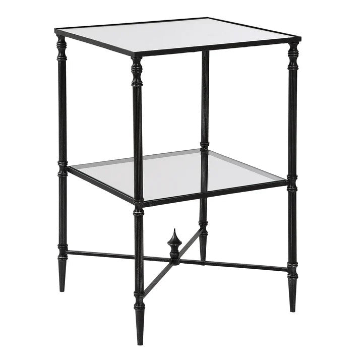 Henzler 40 W x 63 H x 40 D Black Square Accent Table with Mirror Top Accent & End Tables| Uttermost