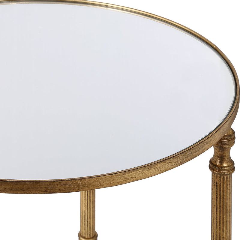 Henzler 40 W x 63 H x 40 D Gold Round Accent Table with Mirror Top - Al Rugaib Furniture