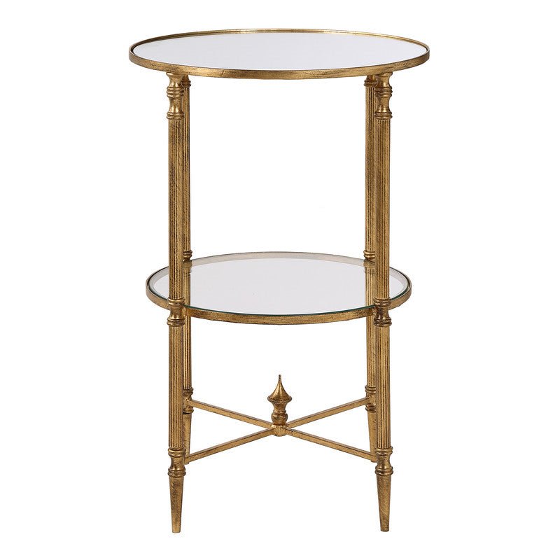 Henzler 40 W x 63 H x 40 D Gold Round Accent Table with Mirror Top Accent & End Tables| Uttermost