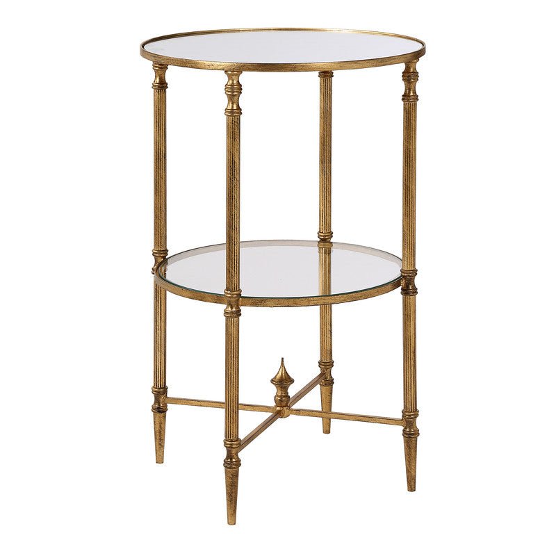 Henzler 40 W x 63 H x 40 D Gold Round Accent Table with Mirror Top Accent & End Tables| Uttermost