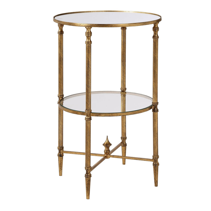 Henzler 40 W x 63 H x 40 D Gold Round Accent Table with Mirror Top - Al Rugaib Furniture