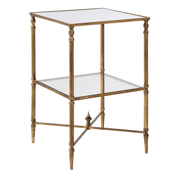 Henzler 40 W x 63 H x 40 D Gold Square Accent Table with Mirror Top Accent & End Tables| Uttermost