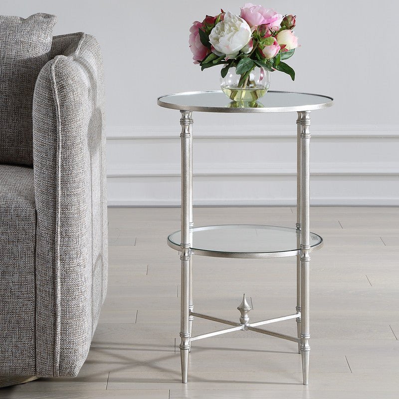 Henzler 40 W x 63 H x 40 D Silver Round Accent Table with Mirror Top Accent & End Tables| Uttermost