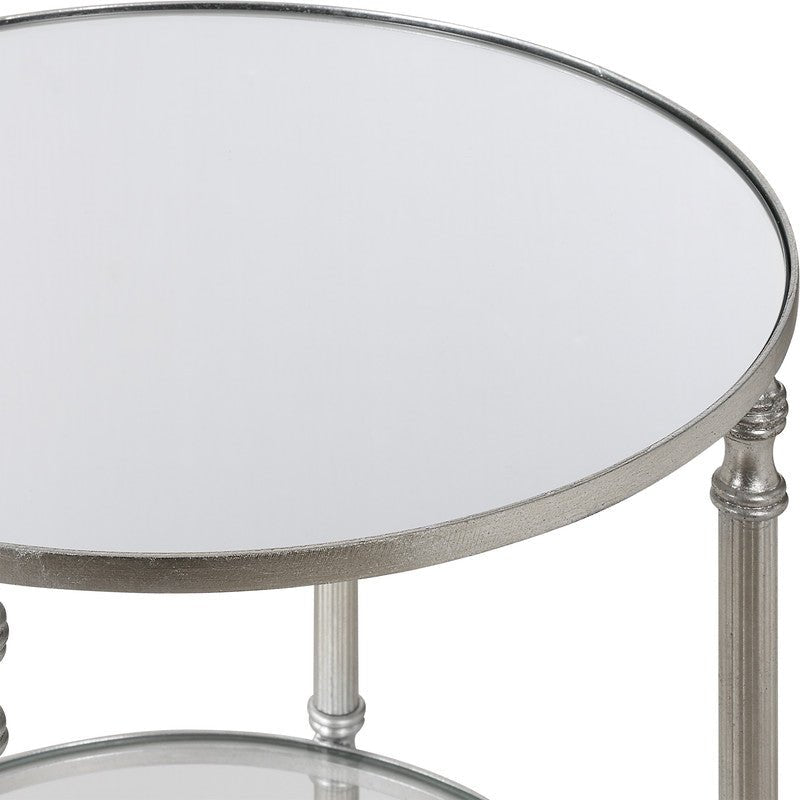 Henzler 40 W x 63 H x 40 D Silver Round Accent Table with Mirror Top Accent & End Tables| Uttermost