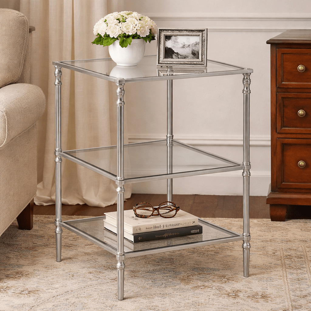 Henzler 40 W x 63 H x 40 D Silver Square Accent Table with Mirror Top Accent & End Tables| Uttermost