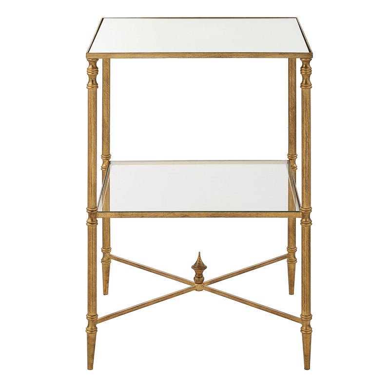 Henzler 45 W x 66 H x 45 D Gold Square End Table with Mirror Top Accent & End Tables| Uttermost