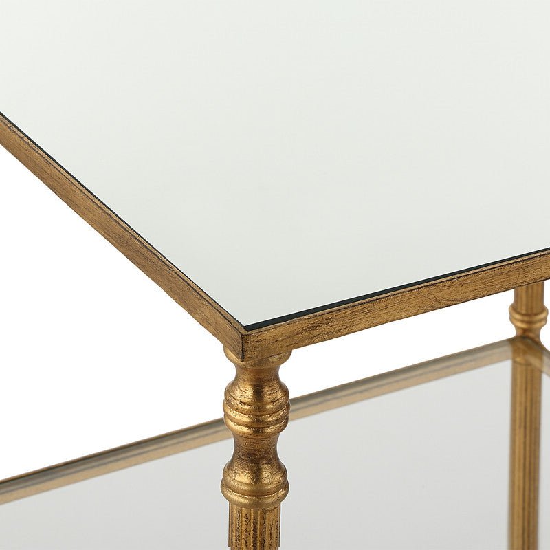 Henzler 45 W x 66 H x 45 D Gold Square End Table with Mirror Top Accent & End Tables| Uttermost