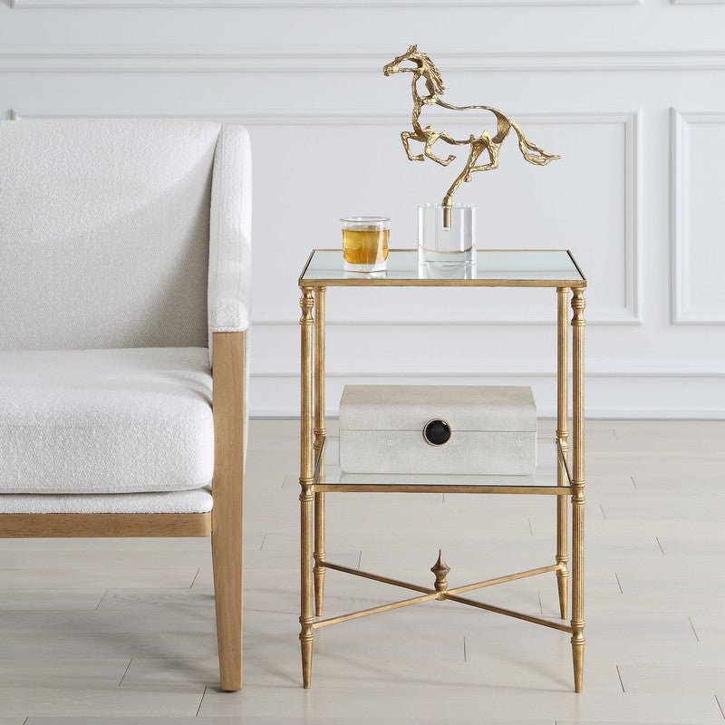 Henzler 45 W x 66 H x 45 D Gold Square End Table with Mirror Top Accent & End Tables| Uttermost