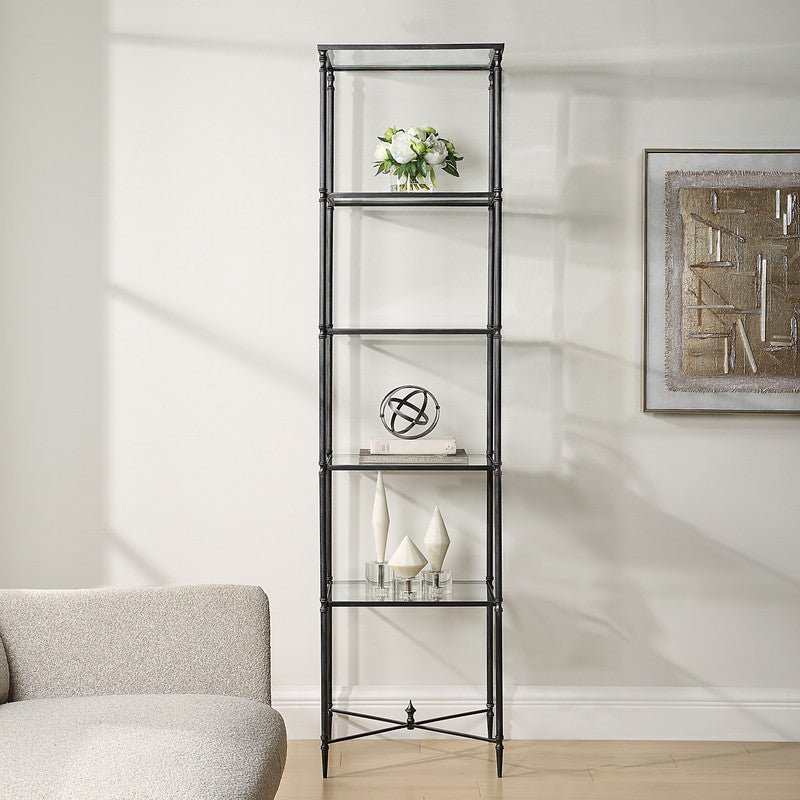 Henzler 50 W x 203 H x 40 D Black 5 Shelfs Etagere Shelves| Uttermost