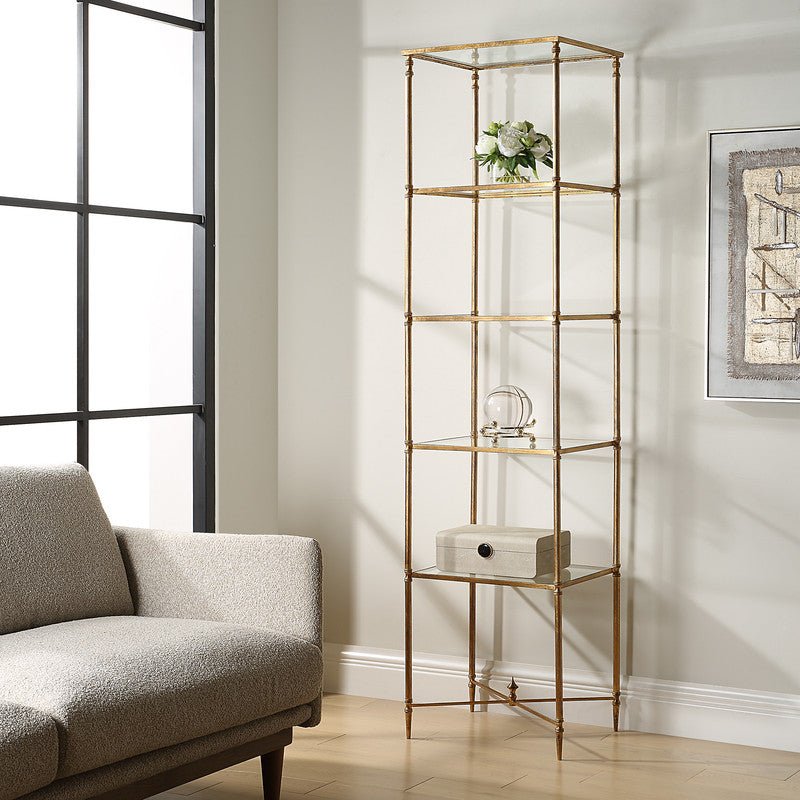 Henzler 50 W x 203 H x 40 D Gold 5 Shelfs Etagere Shelves| Uttermost