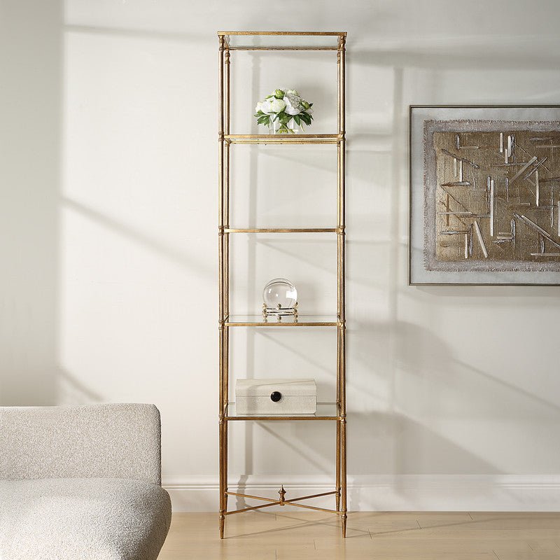 Henzler 50 W x 203 H x 40 D Gold 5 Shelfs Etagere Shelves| Uttermost