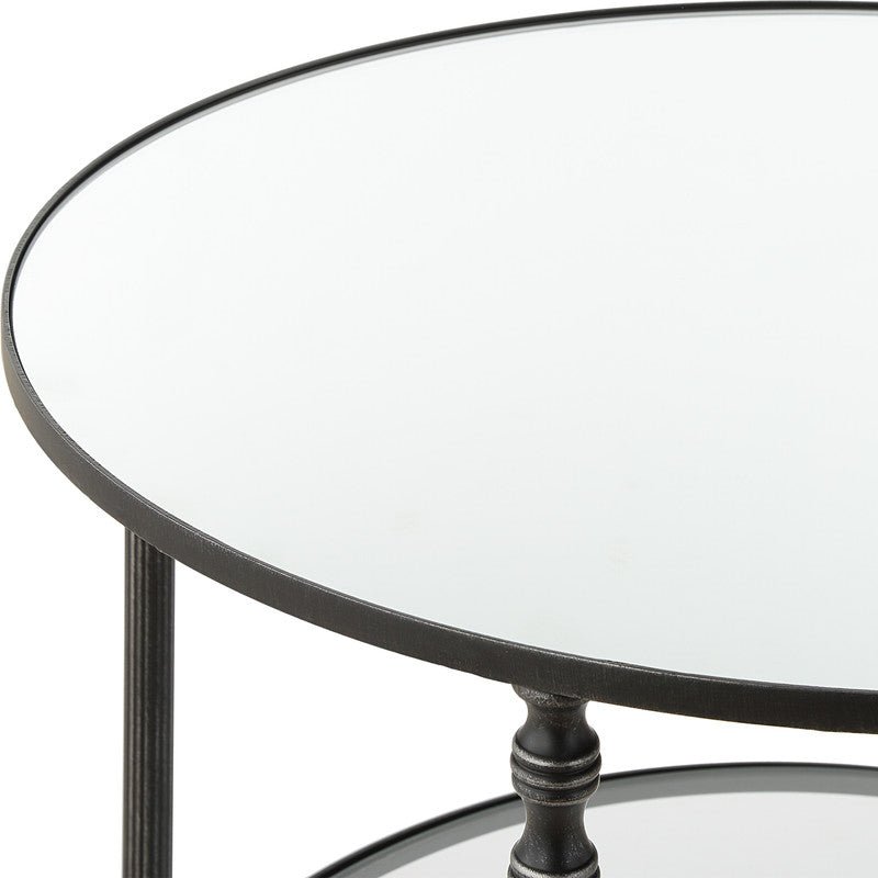Henzler 55 W x 66 H x 55 D Black Round Accent Table with Mirror Top Accent & End Tables| Uttermost