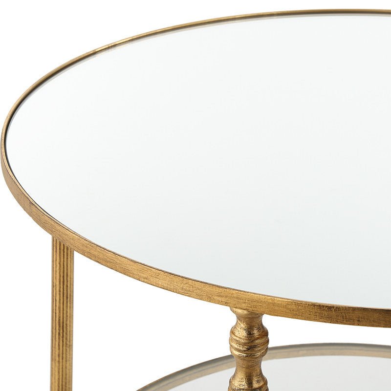 Henzler 55 W x 66 H x 55 D Gold Round Accent Table with Mirror Top Accent & End Tables| Uttermost