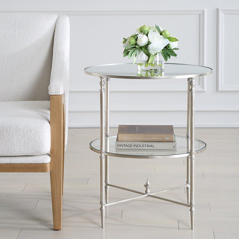 Henzler 55 W x 66 H x 55 D Silver Round Accent Table with Mirror Top Accent & End Tables| Uttermost