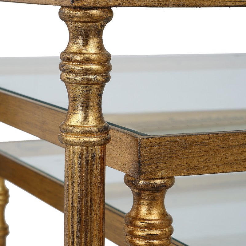 Henzler 62 W x 46 H x 63 D Gold Nesting Nesting Table with Mirror Top Accent & End Tables| Uttermost
