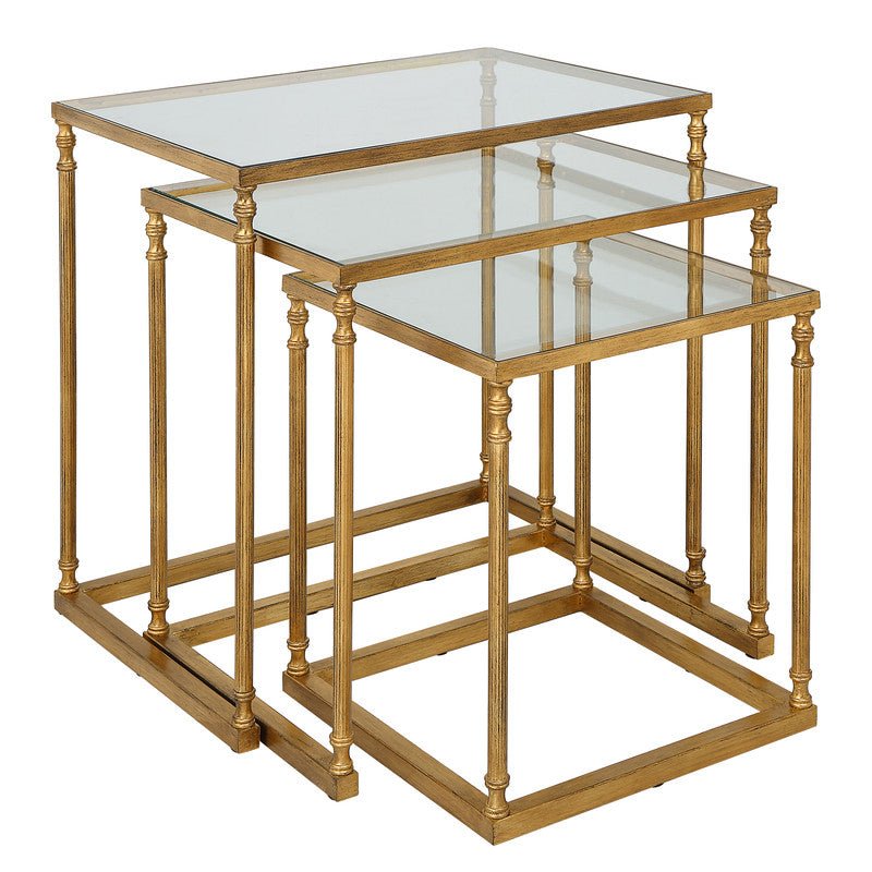 Henzler 62 W x 46 H x 63 D Gold Nesting Nesting Table with Mirror Top Accent & End Tables| Uttermost