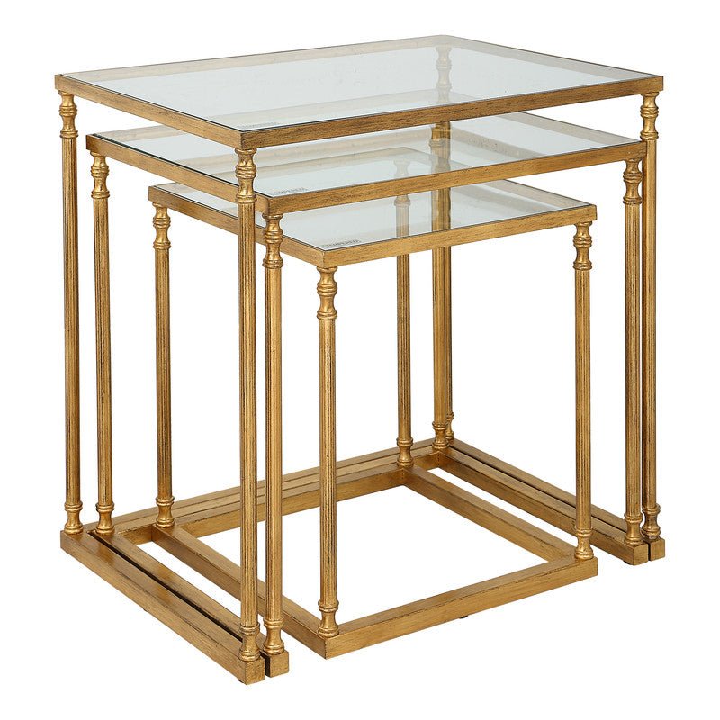 Henzler 62 W x 46 H x 63 D Gold Nesting Nesting Table with Mirror Top Accent & End Tables| Uttermost