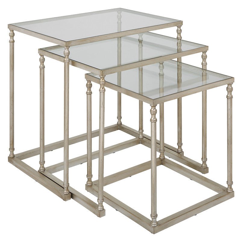 Henzler 62 W x 46 H x 63 D Silver Nesting Nesting Table with Mirror Top Accent & End Tables| Uttermost
