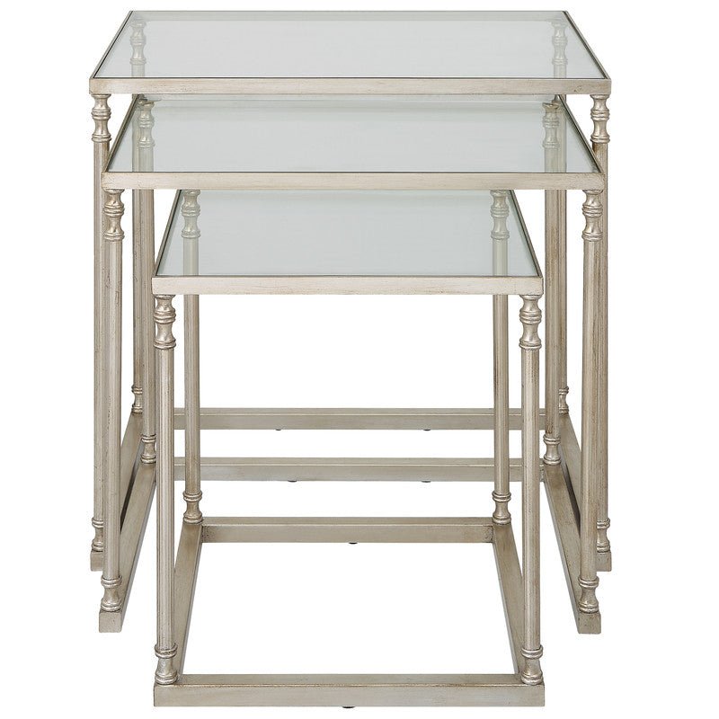 Henzler 62 W x 46 H x 63 D Silver Nesting Nesting Table with Mirror Top Accent & End Tables| Uttermost