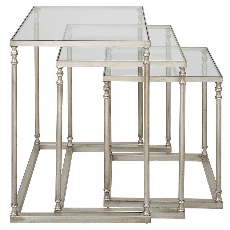 Henzler 62 W x 46 H x 63 D Silver Nesting Nesting Table with Mirror Top Accent & End Tables| Uttermost