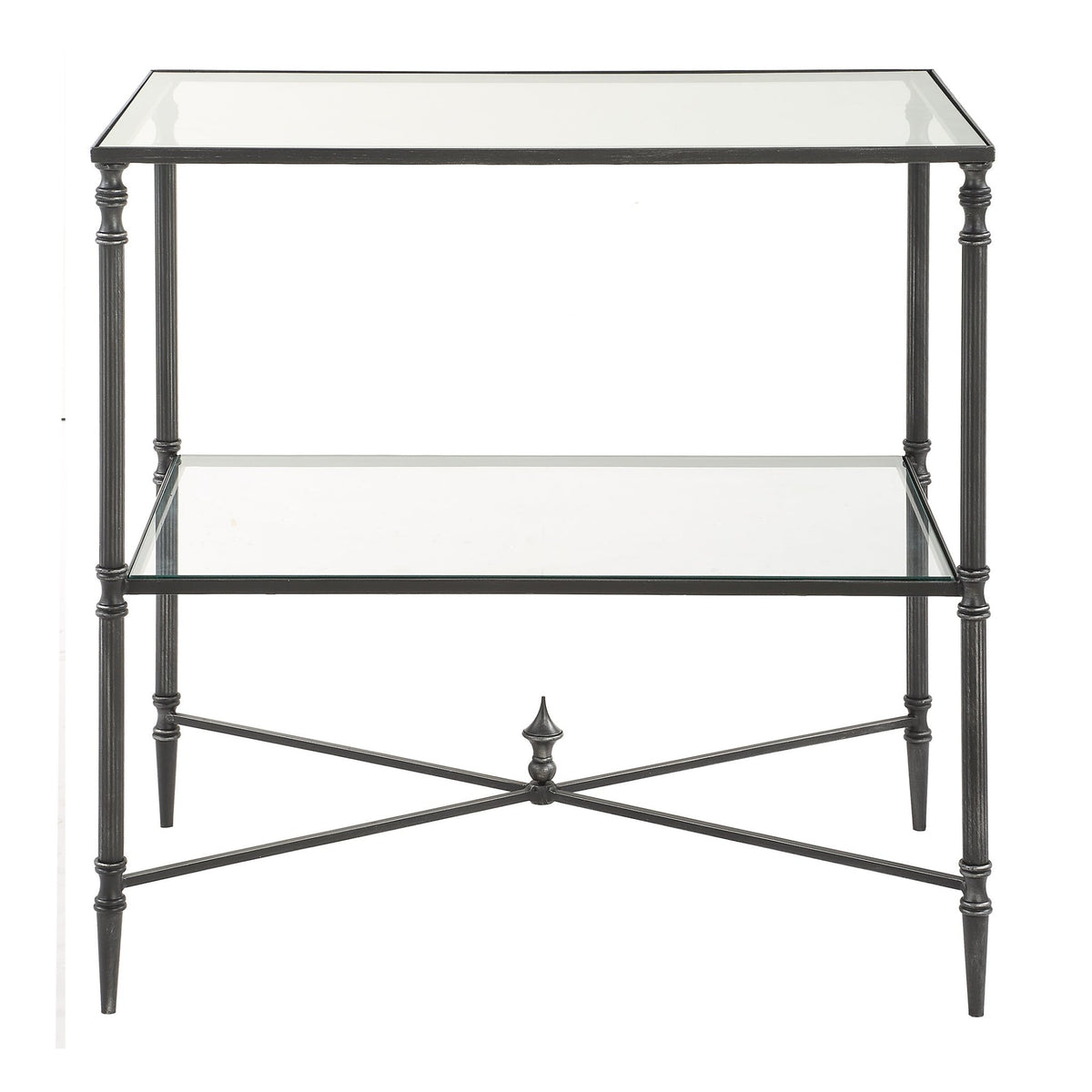 Henzler 65 W x 66 H x 45 D Black Rectangle End Table with Glass Top Accent & End Tables| Uttermost