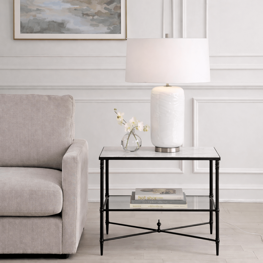 Henzler 65 W x 66 H x 45 D Black Rectangle End Table with Marble Top Accent & End Tables| Uttermost