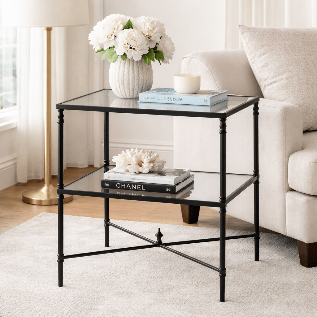 Henzler 65 W x 66 H x 45 D Black Rectangle End Table with Mirror Top Accent & End Tables| Uttermost