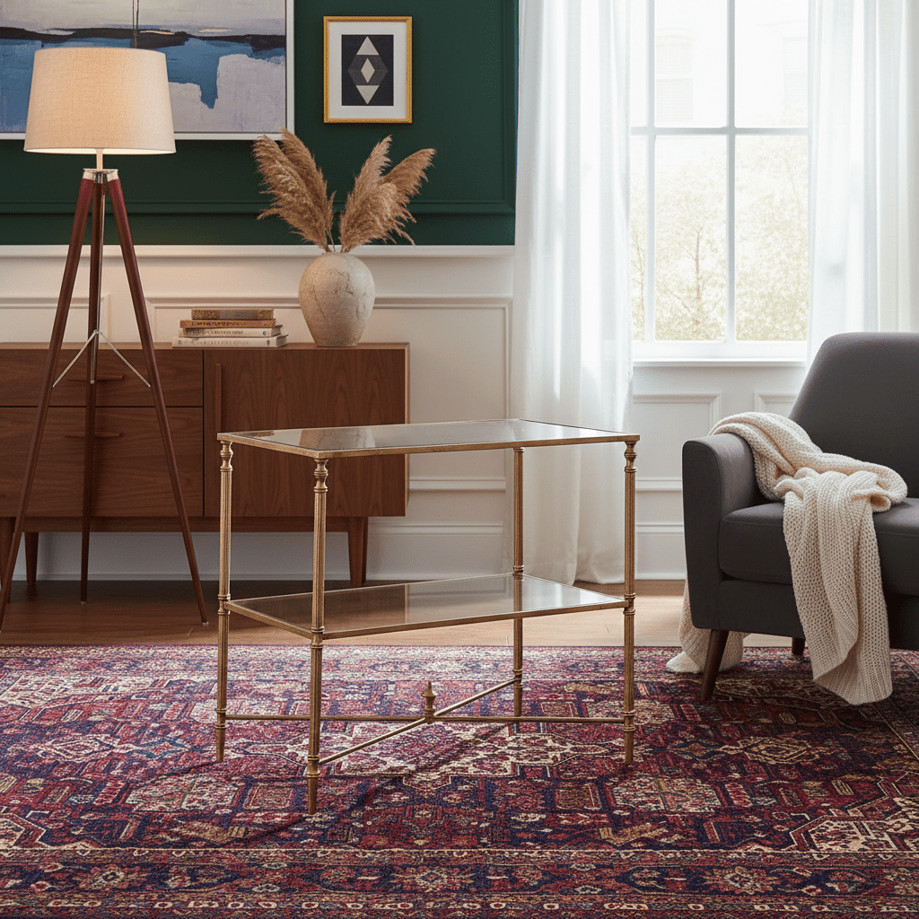 Henzler 65 W x 66 H x 45 D Gold Rectangle End Table with Beveled Top Coffee Tables| Uttermost