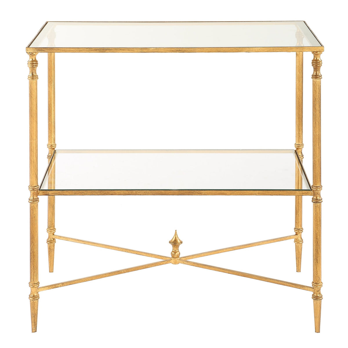 Henzler 65 W x 66 H x 45 D Gold Rectangle End Table with Glass Top Accent & End Tables| Uttermost