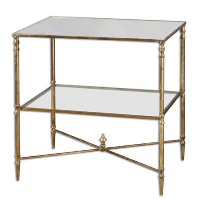 Henzler 65 W x 66 H x 45 D Gold Rectangle End Table with Mirror Top - Al Rugaib Furniture