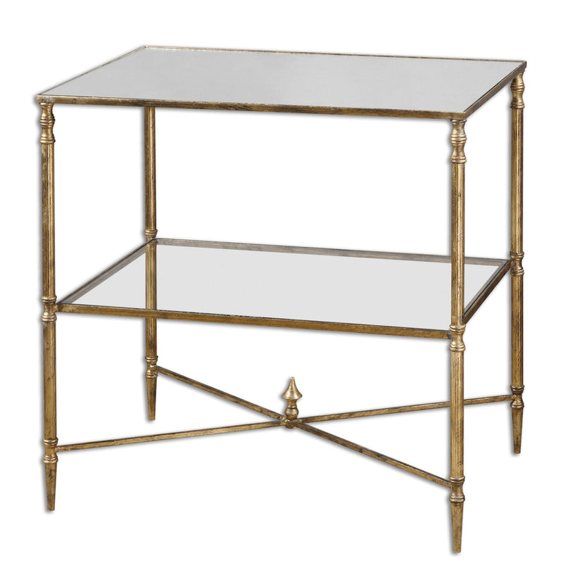 Henzler 65 W x 66 H x 45 D Gold Rectangle End Table with Mirror Top - Al Rugaib Furniture