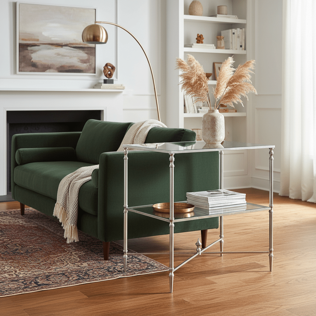 Henzler 65 W x 66 H x 45 D Silver Rectangle End Table with Beveled Top Coffee Tables| Uttermost