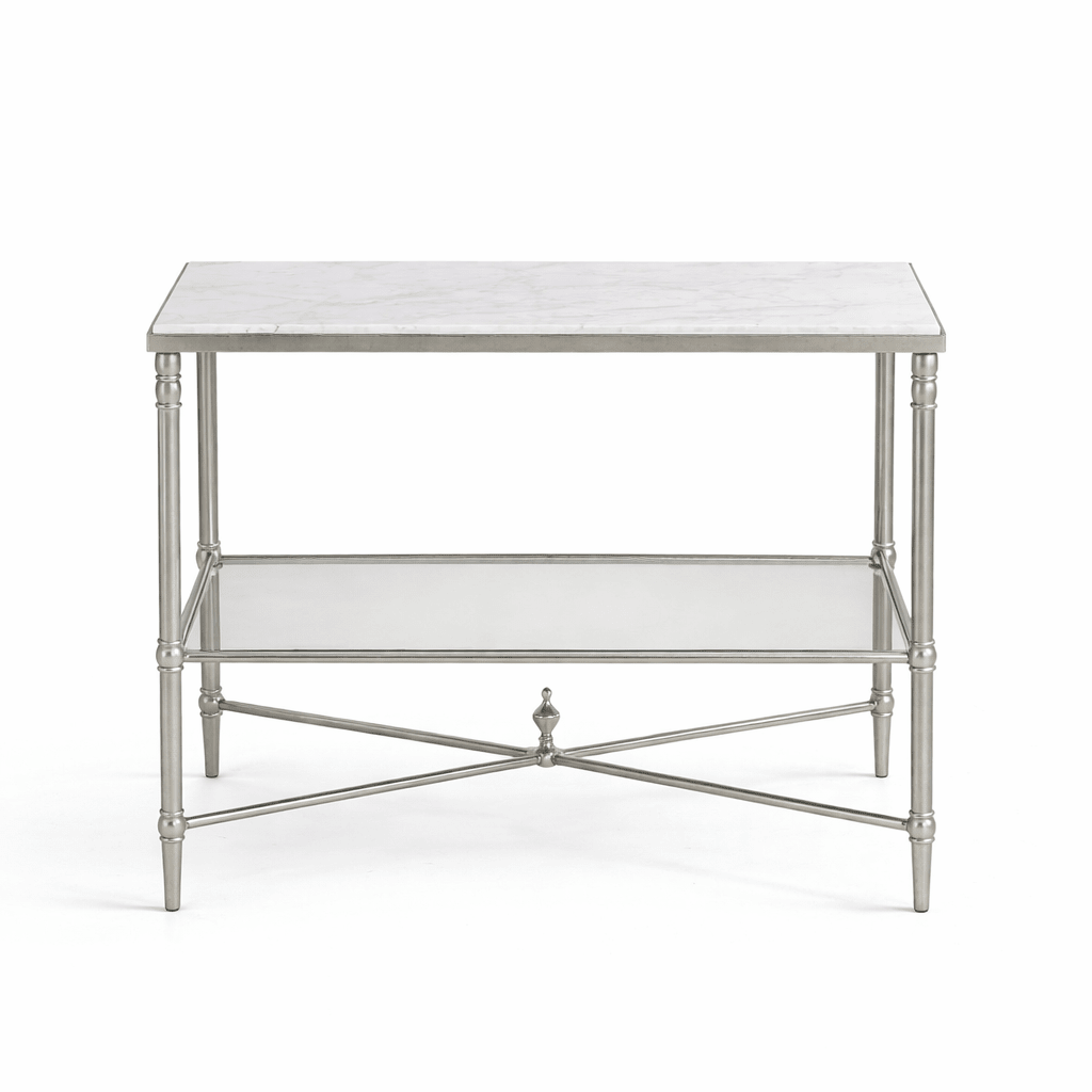 Henzler 65 W x 66 H x 45 D Silver Rectangle End Table with Marble Top Accent & End Tables| Uttermost