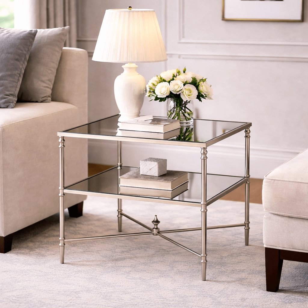 Henzler 65 W x 66 H x 45 D Silver Rectangle End Table with Mirror Top Accent & End Tables| Uttermost