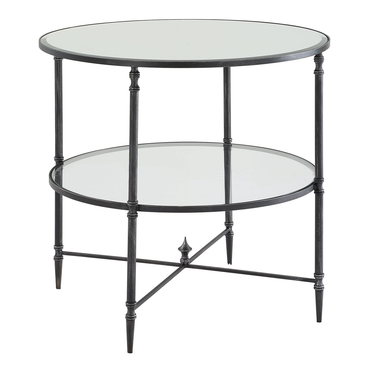 Henzler 68 W x 66 H x 68 D Black Round End Table with Beveled Top Accent & End Tables| Uttermost