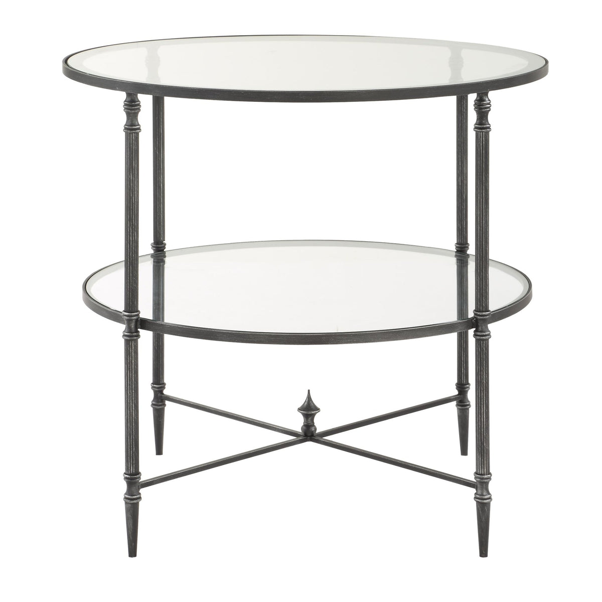 Henzler 68 W x 66 H x 68 D Black Round End Table with Glass Top Accent & End Tables| Uttermost