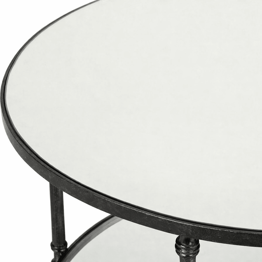 Henzler 68 W x 66 H x 68 D Black Round End Table with Mirror Top Accent & End Tables| Uttermost