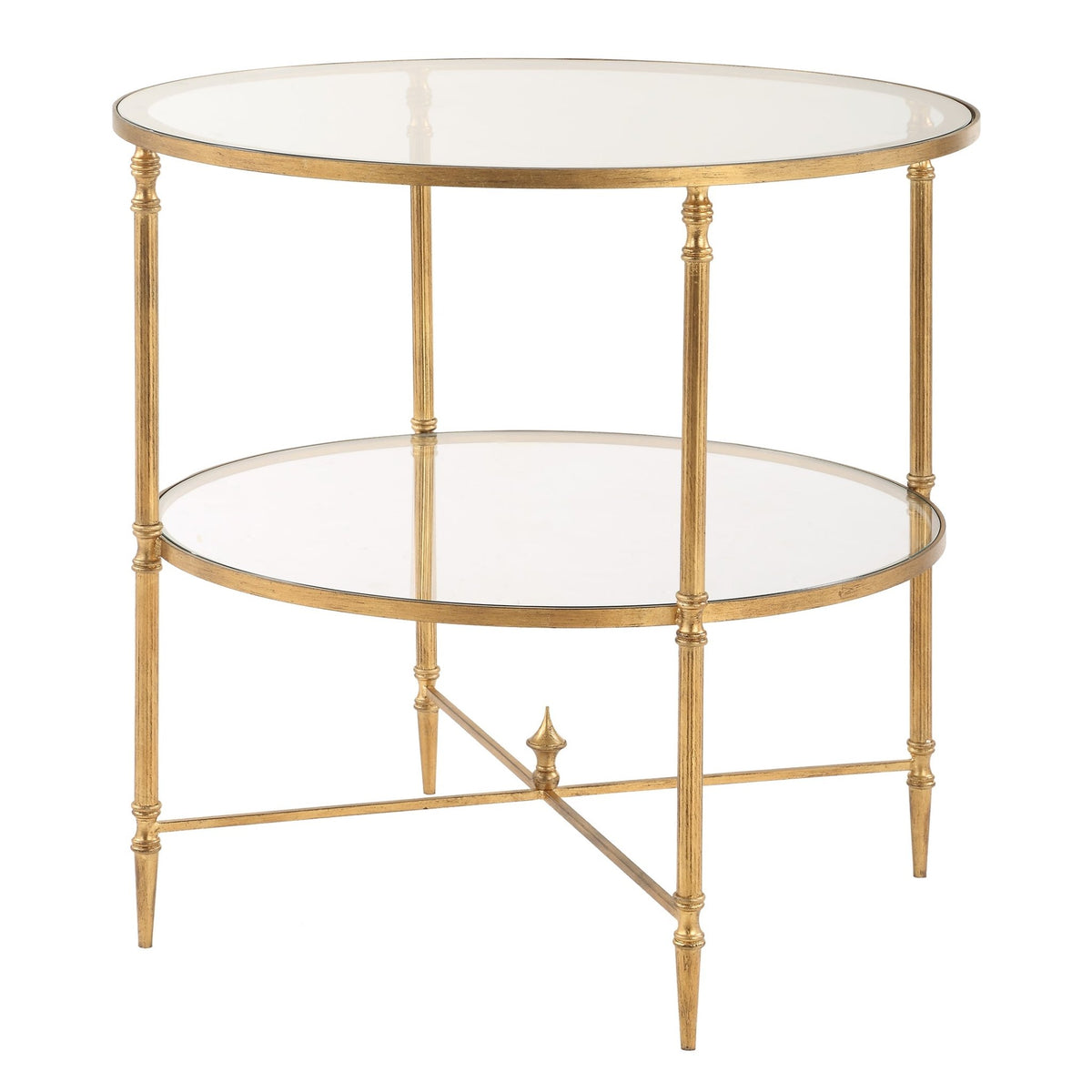 Henzler 68 W x 66 H x 68 D Gold Round End Table with Glass Top Accent & End Tables| Uttermost