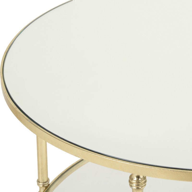 Henzler 68 W x 66 H x 68 D Gold Round End Table with Mirror Top Accent & End Tables| Uttermost