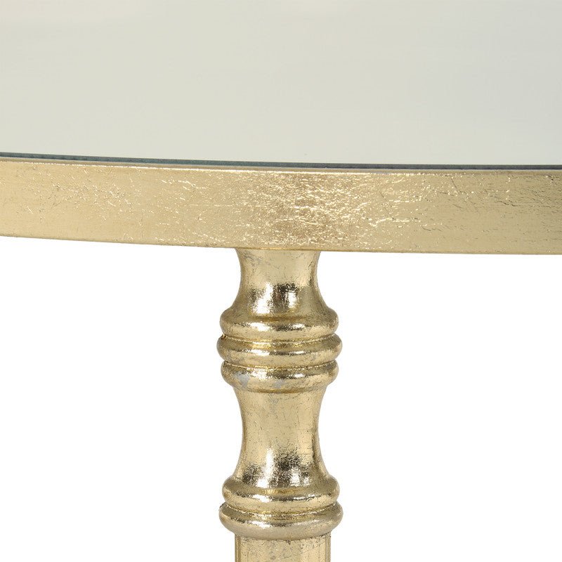 Henzler 68 W x 66 H x 68 D Gold Round End Table with Mirror Top Accent & End Tables| Uttermost