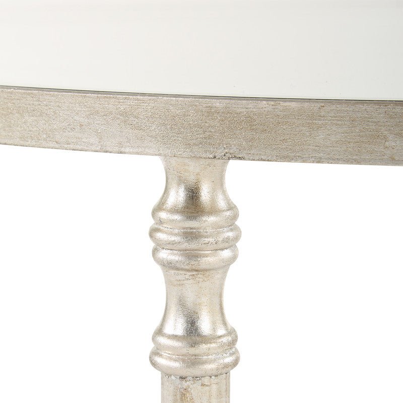 Henzler 68 W x 66 H x 68 D Silver Round End Table with Glass Top - Al Rugaib Furniture