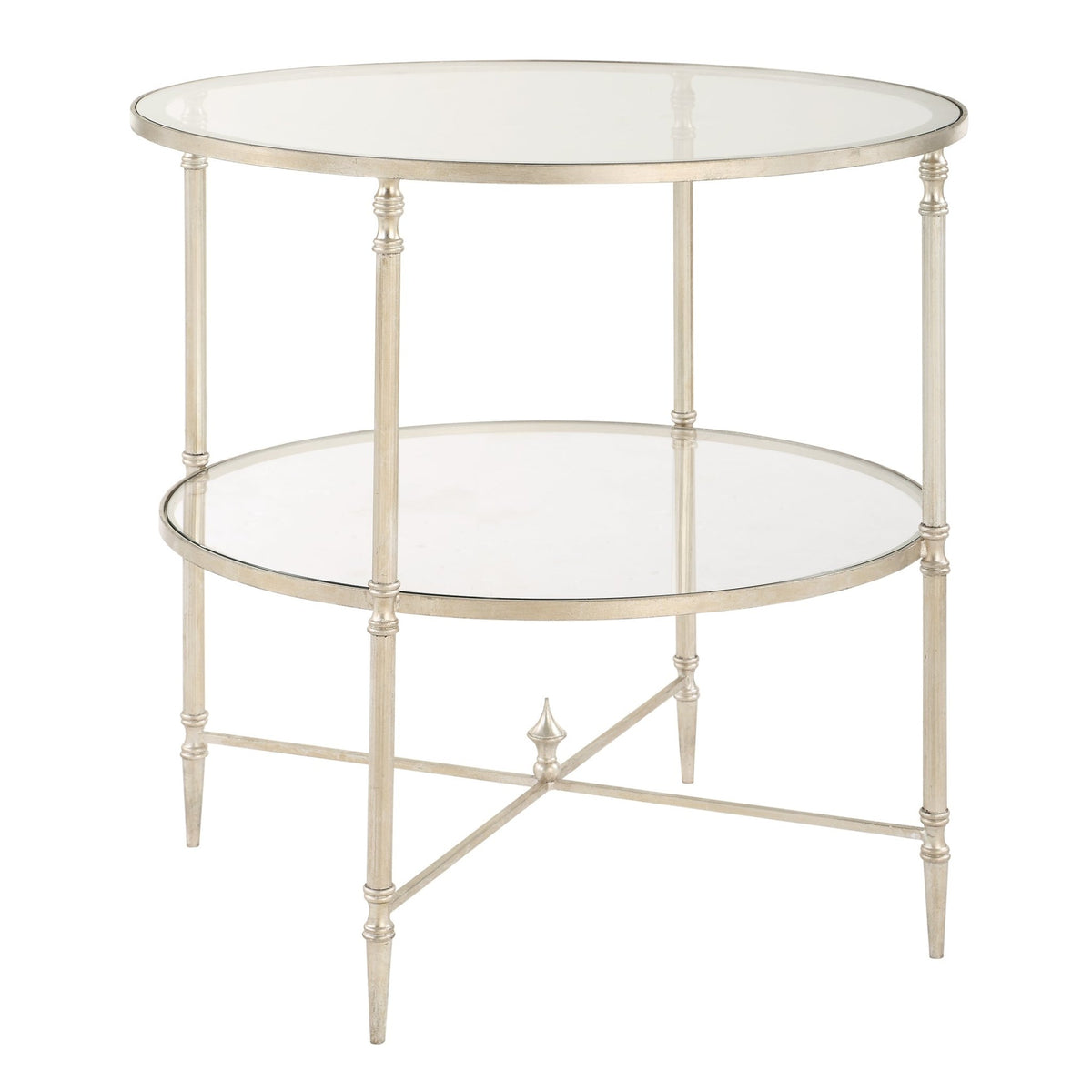 Henzler 68 W x 66 H x 68 D Silver Round End Table with Glass Top Accent & End Tables| Uttermost