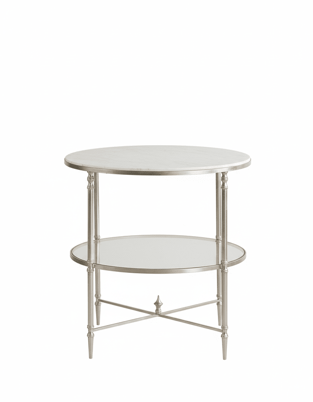 Henzler 68 W x 66 H x 68 D Silver Round End Table with Marble Top Accent & End Tables| Uttermost