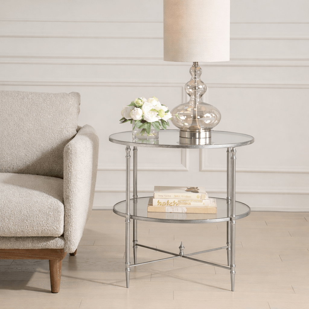 Henzler 68 W x 66 H x 68 D Silver Round End Table with Mirror Top Accent & End Tables| Uttermost