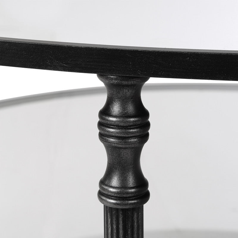 Henzler 91 W x 48 H x 91 D Black Round Coffee Table with Mirror Top Coffee Tables| Uttermost
