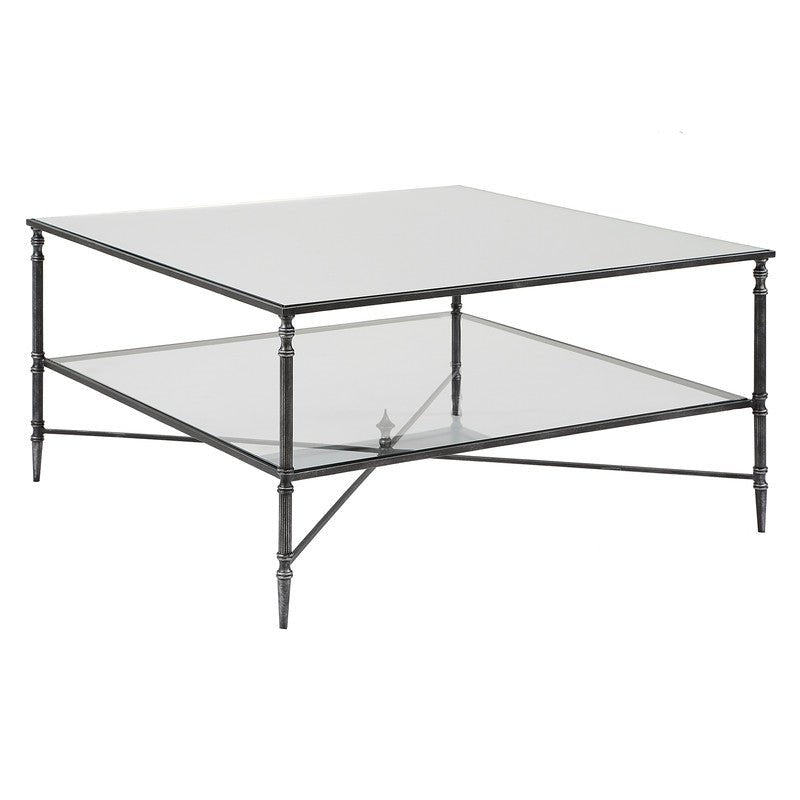 Henzler 91 W x 48 H x 91 D Black Square Coffee Table with Mirror Top Coffee Tables| Uttermost