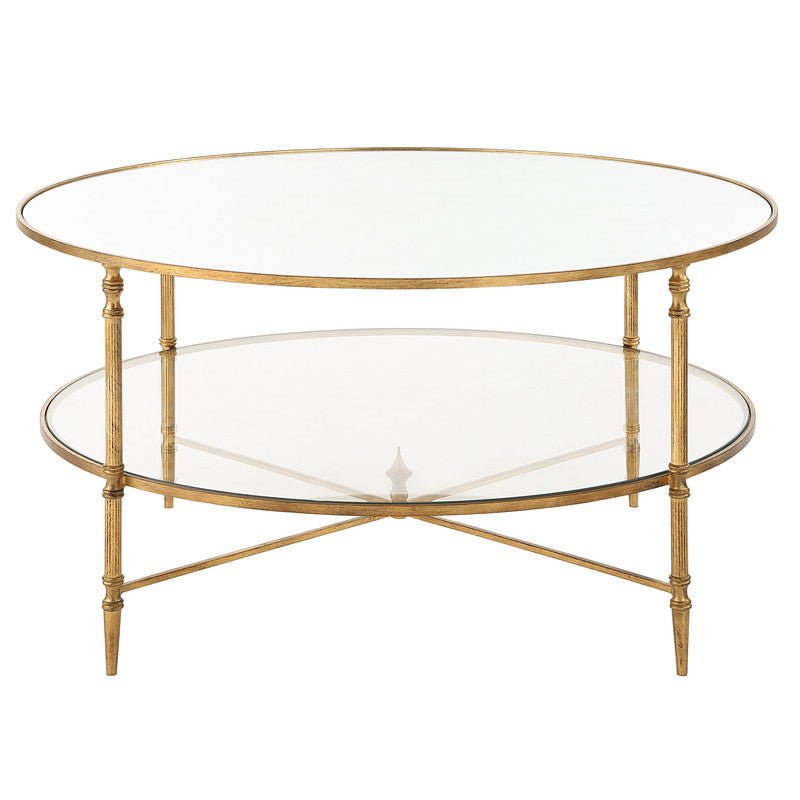 Henzler 91 W x 48 H x 91 D Gold Round Coffee Table with Mirror Top Coffee Tables| Uttermost